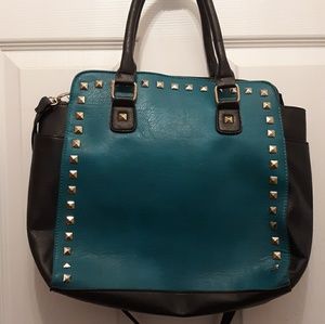 Leather Purse black and teal
